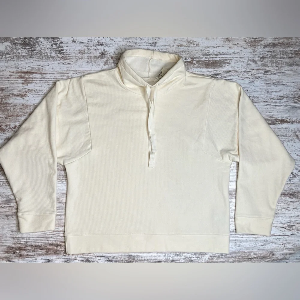 NWT Madewell MWL Ribbed Funnelneck Sweatshirt Medium Cream Relaxed Slouchy Boxy - Picture 5 of 9
